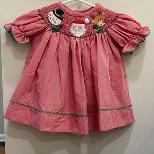 6 month girls Stellybelly Christmas smocked dress